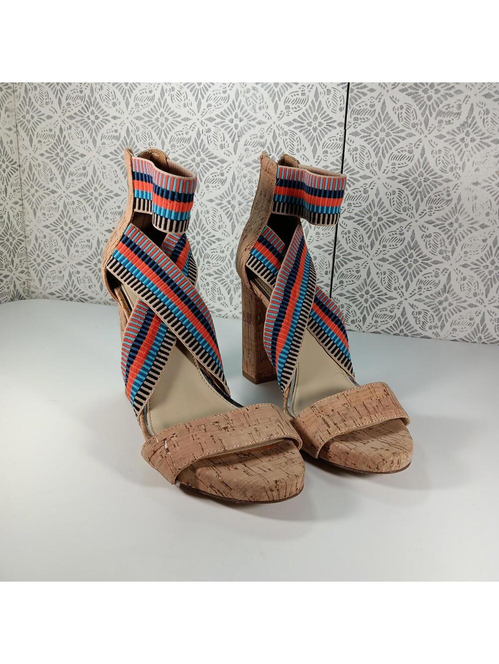Jessica Simpson Open Toe Dressy High Heels Multicolor Boho Block Heeled Size 8